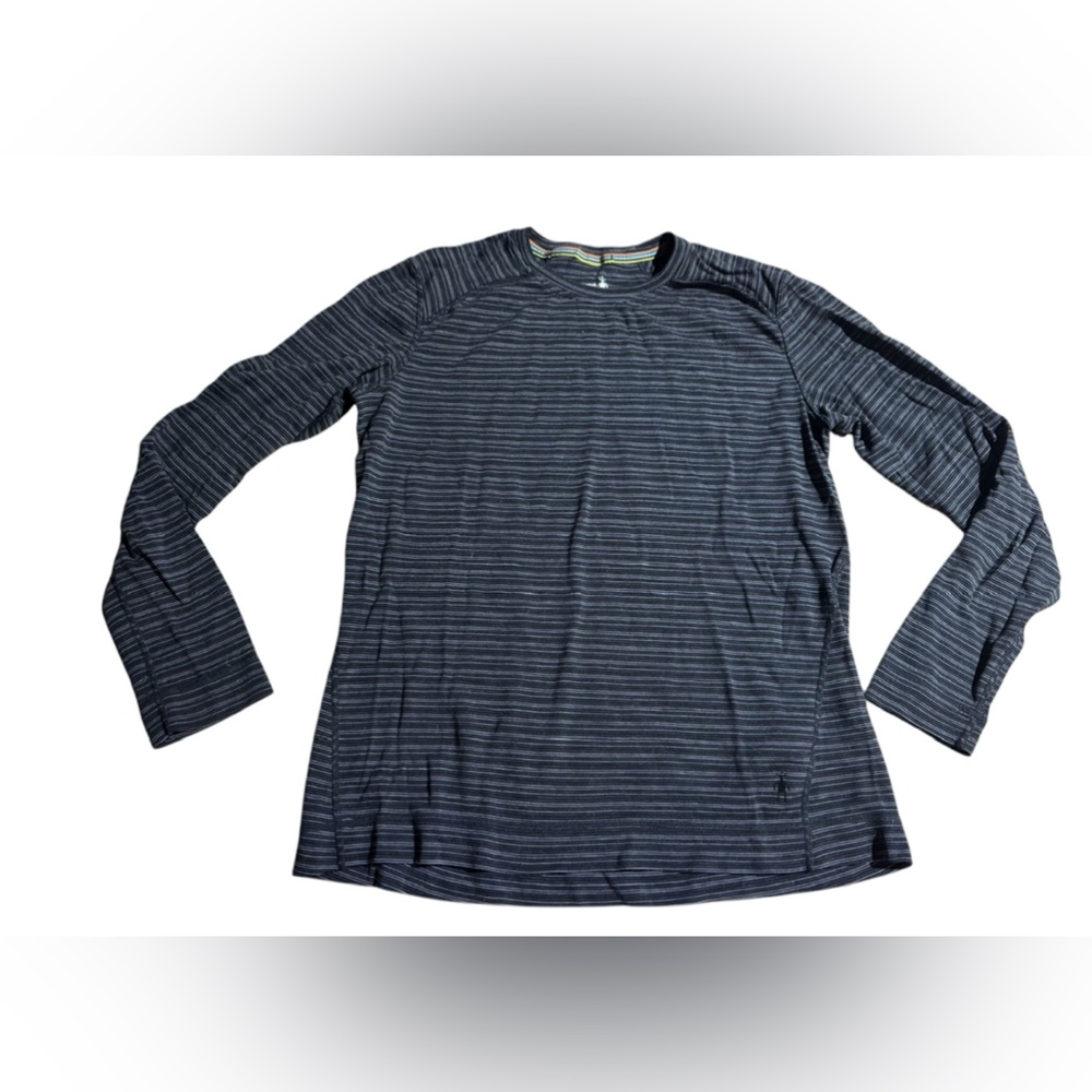 Smartwool Baselayer Long Sleeve Top Striped Black Size XL Merino Wool Shirt